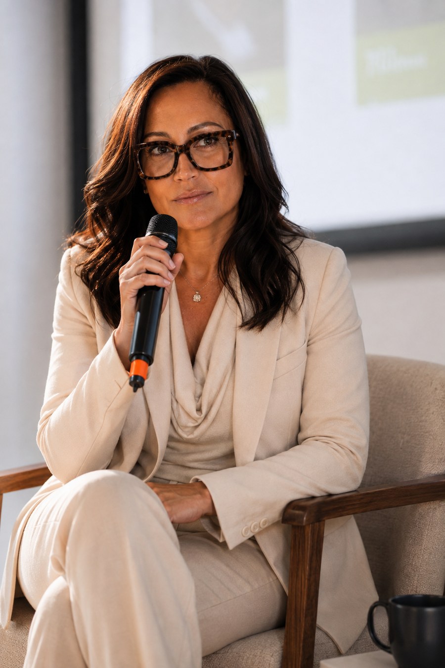 Alexia Stafrace, keynote speaker on emotional intelligence, on a panel